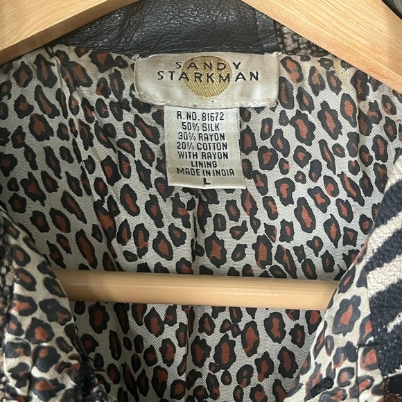Sandy Starkman Silk and Leather Vintage Patchwork Jacket - Picture 11 of 14